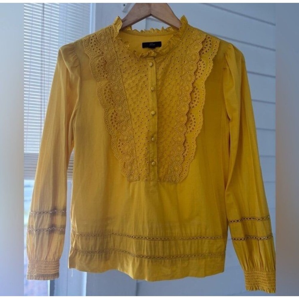 J.Crew Yellow Lace Accent Blouse